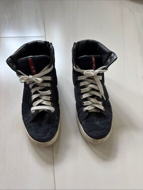 Prada Men's High-Top Casual Sneakers in Blue
